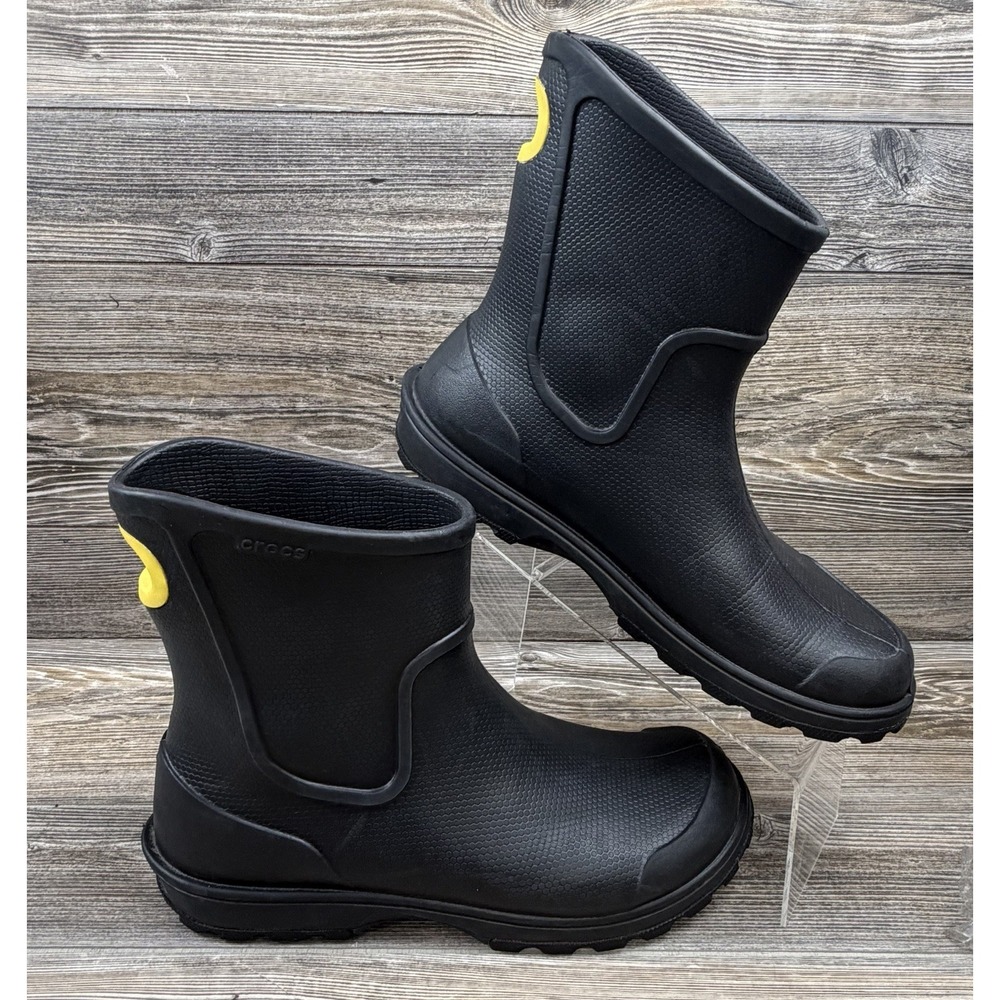 Crocs Rubber Wellie Rain Boot Black Mens Size 12 Slip-On Muck Chore Barn Boots